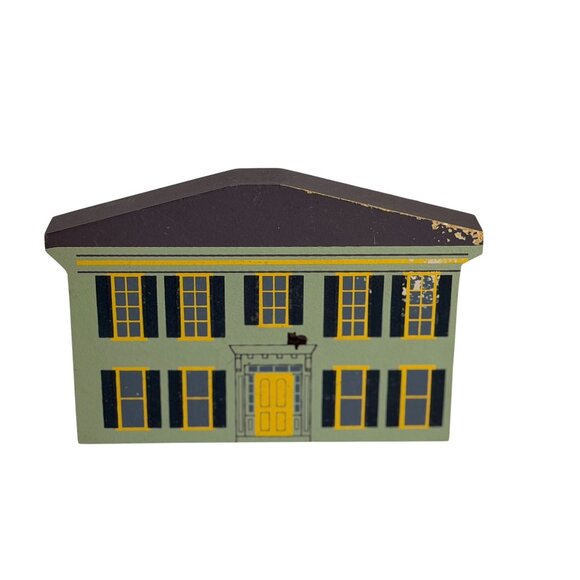 VTG 1992 Cat’s Meow Grand Haven Series X Signed Wooden Village Shelf Sitter 3.5" - Picture 1 of 7